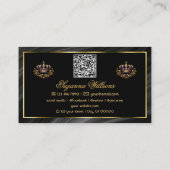 Royal Black Gold Crown met Logo QR-code Visitekaartje (Achterkant)