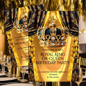 Royal Black Gold King Queen Crown Birthday Party Kaart