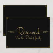 Royal black gold Reserved Wedding Sign Kaart (Voorkant / Achterkant)