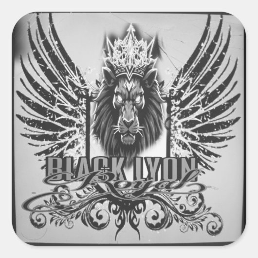 Royal black Lyon Vierkante Sticker (Voorkant)