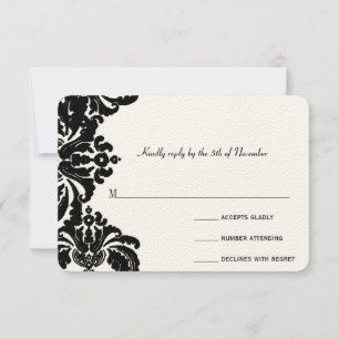 Royal Black Mariage damassé RSVP