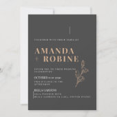 Royal Black Minimalist Wedding Invitation Kaart (Voorkant)