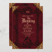 Royal Black Red Fantasy Medieval Wedding  Kaart (Voorkant / Achterkant)