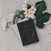 Royal Black Simple Minimaist Wedding Details Informatiekaartje