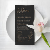 Royal Black Simple Minimalist Wedding Programme