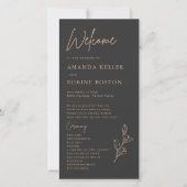 Royal Black Simple Minimalist Wedding Programme (Devant)