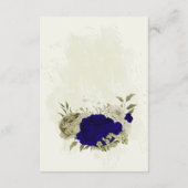 Royal blauw beige bloemen bruiloft details informatiekaartje (Achterkant)