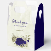 Royal blauw beige bloemenbruiloft bedankdoosjes (Open)