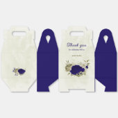Royal blauw beige bloemenbruiloft bedankdoosjes (Ongevouwen)