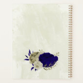 Royal blauw beige bloemenbruiloft planner (Achterkant)