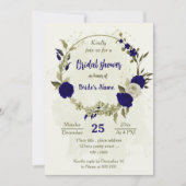 Royal blauw beige flower botanisch vrijgezellenfee kaart (Voorkant)