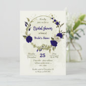 Royal blauw beige flower botanisch vrijgezellenfee kaart (Staand voorkant)