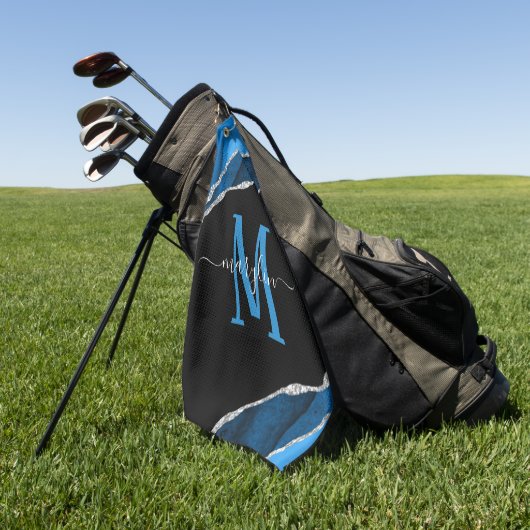 ROYAL BLAUW EN SILVER AGATE MONOGRAM GOLFHANDDOEK (Groen)