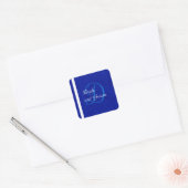 Royal Blauw en Wit Bruiloft Monogram Sjabloon Vierkante Sticker (Envelop)