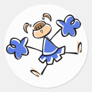 Royal Blauw en Wit Cheerleader Ronde Sticker