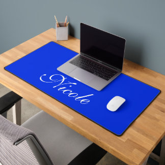 Royal Blauw en Wit Gepersonaliseerd Naam Bureaumat
