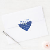 Royal Blauw en Wit Gevoegde Harten Sticker 2 (Envelop)
