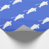 Royal blauw en wit honkbal cadeaupapier (Hoek)