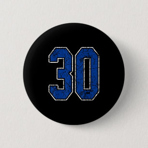 Royal blauw en wit nummer 30 Jersey speler Unifo Ronde Button 5,7 Cm