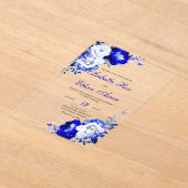 Royal blauw en zilver acryl bruiloft acryl uitnodigingen (Laagn)