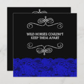 Royal blauw en zwart krijtbord bruiloft kaart (Voorkant / Achterkant)