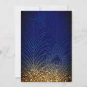 Royal Blauw & Goud Peacock Veer Indische bruiloft Kaart (Achterkant)