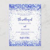 Royal blauw wit confetti bruiloft uitnodiging briefkaart (Voorkant)