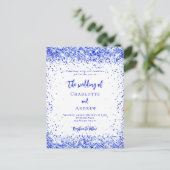 Royal blauw wit confetti bruiloft uitnodiging briefkaart (Staand voorkant)