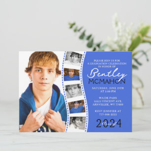 Royal Blauw & Wit Filmstrip 6 Foto Afstuderen In Kaart