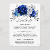 Royal Blauw Wit Metallic Zilver Bloemen Details En Informatiekaartje (Voorkant)