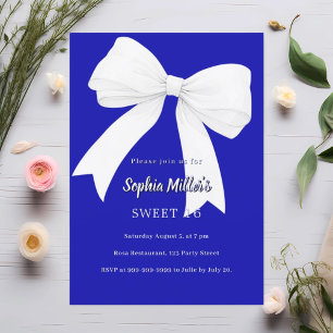 Royal blauw witte boog Sweet 16 Kaart