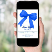 Royal blauw witte strik SWEET 16 Kaart