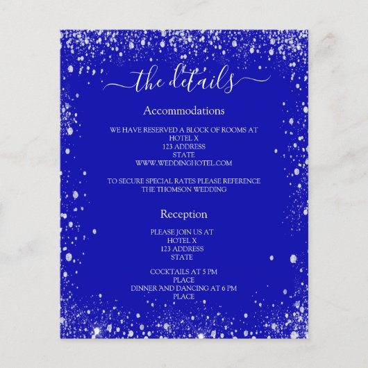 Royal blauw zilver bruiloft programma details QR (Voorkant)