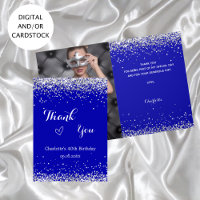 Royal blauw zilver foto verjaardag dank u