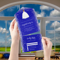 Royal blauw zilveren jurk glitter verjaardag rsvp