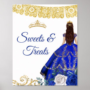 Royal Blauwe Jurken Quinceañera Snoepjes & Treats Poster