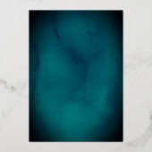 Royal Blauwgroen Gold Elegant Script Quinceanera Folie Uitnodiging (Achterkant)