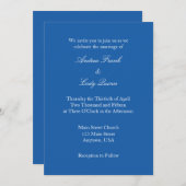 Royal Bleu Blanc Plaine Simple Faire-part de maria (Devant / Derrière)