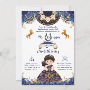 Royal bleu Charra Quinceañ époque invitation douc