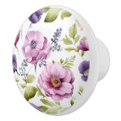 Royal Bloom Symphony Paarse bloemmotief Keramische Knop (Rechts)