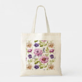 Royal Bloom Symphony Paarse bloemmotief Tote Bag (Achterkant)