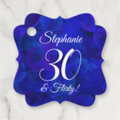 Royal Blue 30 en Flirty Birthday Party Bedankjes Labels (Voorkant)