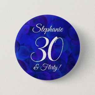 Royal Blue 30 en Flirty Birthday Party Ronde Button 5,7 Cm