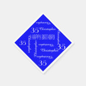 Royal Blue 35th Birthday Party, Names, Paper Servetten (Hoek)