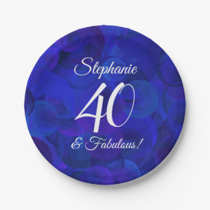 Royal Blue 40 en Fabulous Birthday Party Papieren Bordje