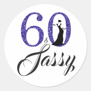 Royal Blue 60 en Sassy Typografie 60e verjaardag Ronde Sticker