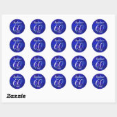 Royal Blue 60 en Sassy Verjaardagsgunst Ronde Sticker (Vel)