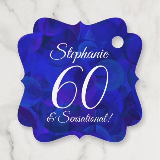 Royal Blue 60 en Sensational Birthday Party Bedankjes Labels (Achterkant)