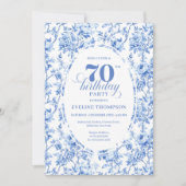 Royal Blue 70th Birthday Elegant Party Invitation (Devant)