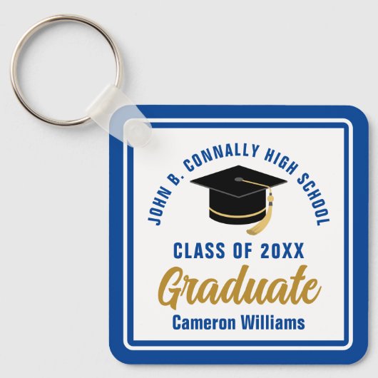 Royal Blue Afstuderen gepersonaliseerd Afstuderen  Sleutelhanger (Voorkant)